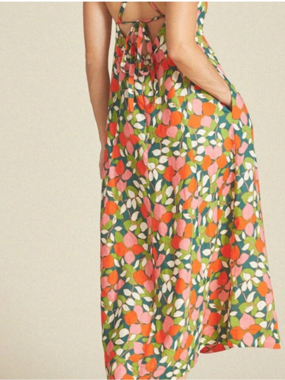 NWT Travota Birds of Paradis Sandrine Dress in Rainforest Linen, Size 10. - Picture 4 of 12